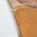 Set Van 2 Klassieke Vintage Rundleren Engelse Chesterfield Oorfauteuils In Een Lichte Cognac Kleu thumbnail 12