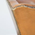 Set Van 2 Klassieke Vintage Rundleren Engelse Chesterfield Oorfauteuils In Een Lichte Cognac Kleu thumbnail 14