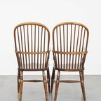 Leuke Set Van 2 Antieke Engelse Windsor Stickback Chairs Uit De 19e Eeuw Gemaakt Van Iepenhout thumbnail 3