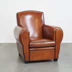 Zeer Mooie Design Fauteuil/ Armchair Gemaakt Van Eersteklas Schapenleer thumbnail 2