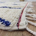 Handgeweven Marokkaanse Berber Tapijt - Blauw En Wit Geometrisch Patroon Met Zigzag (276X180 Cm) thumbnail 3