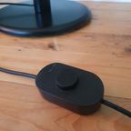 Grote 70's Zwarte Leeslamp / Staande Lamp Met Opengewerkte Kap. thumbnail 5