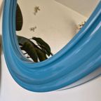 Carrara & Matta Spiegel. Vintage Xl Ronde Spiegel Blauw. thumbnail 5