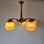 Art Deco Bronzen 5 Armige Kroonluchter thumbnail 2