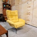 60's Nieuw Bekleed Vintage Draaifauteuil Draaistoel Geel thumbnail 2