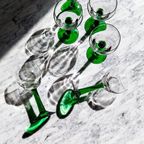 6X Vintage Duitse / Moezel Wijnglazen Groene Steel thumbnail 2