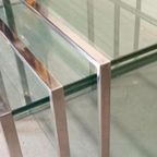 Vintage Glas En Chrome Mimiset Nesting Tables Bijzettafels thumbnail 4