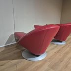 2x Leolux Parabolica Fauteuils - Rood - Leder - Design -zgan thumbnail 16