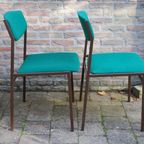 Groene Stoelen Metalen Frame Vintage Stoelen, Strak thumbnail 7