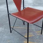 Set Van 4 Vintage Postmodern Leren Eetkamerstoelen thumbnail 5