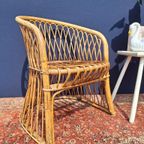 Vintage Jaren Vijftig Rotan Fauteuil, Rieten Stoel, Boho thumbnail 6