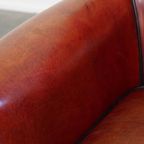 Geweldige Fauteuil/ Armchair Gemaakt Van Schapenleer In Een Unieke Rood/ Bruine Kleur thumbnail 9