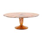 Art Deco Oranje Taartschotel Parelmoer Gebak Schaal Depression Glass thumbnail 3