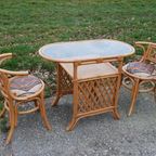 Vintage Rotan Bistro Set Tafel Met Twee Stoelen thumbnail 10