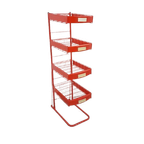 Rood Metalen Winkelvitrine Winkelrek Met Manden Vintage thumbnail 2