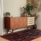 Vintage Dressoir - Mid Century Lowboard - Kast - Wit Hout Bruin - Reliving thumbnail 3