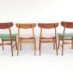 4 Vintage Deense Stoelen Farstrup Nieuw Gestoffeerd Roze thumbnail 7