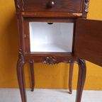 Brocante Vintage Antiek Nachtkastje, Lampet Kastje, Marmer thumbnail 10
