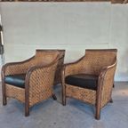 4 Art Deco Colonial Stijl Fauteuils Rotan thumbnail 4