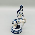 Gzhel Circuspaard Decoratie Blauw/wit thumbnail 2