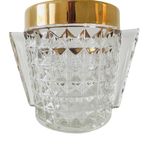 Mid-century Ijsemmer Zwaar Geslepen Kristal Met Handvatten Messing 1950’s thumbnail 6