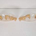 2 Vintage Wandlamp Murano Glas Bowl Goud Hout Regency '70 thumbnail 9