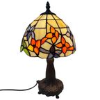 Tiffany Style Table Lamp - Stained Glass Shade And Decorative Base - Ca. 1980’S (No Cracks) thumbnail 2