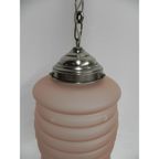 Art Deco Hanglamp Met Roze Matglazen Kap thumbnail 7