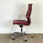 Vitra Ea 219 Bureaustoel In Rood Leer, Iconisch Vintage Eames Design thumbnail 8