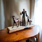 Vintage Art Deco Beeld: Vrouw Met 2 Honden thumbnail 13