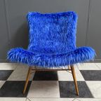 Iconic Miroslav Navratil Chair Blue Fluffy Fabric For Český Nábytek 1960S thumbnail 9