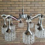 Space Age Plafondlamp Chroom Met Kristal thumbnail 3