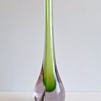 Groen Slanke Vaas, Murano Stijl, 1960-1970 thumbnail 2