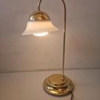 Vintage Messing En Melkglas Bloem Vorm Bureaulamp thumbnail 5