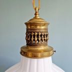 Grote Art Deco-Hanglamp In Witte Opaline En Messing, 1920 thumbnail 10