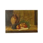 Stilleven Fruit Met Een Kruik Olieverf Op Doek Schilderij Gesigneerd thumbnail 4