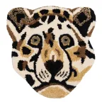 Vloerkleed Tijger 35X35 Cm Bruin Wol - Clayre En Eef - Dieren Tapijt thumbnail 2
