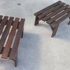 Vintage Houten Lattenbank Salontafel Bijzettafel, P/p/s thumbnail 13