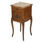Antieke Nachtkast Eikenhout Rood Marmer Louis Quinze Stijl thumbnail 11