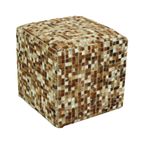 Vintage Vierkante Poef Geitenleer Patchwork Mozaïek Patroon thumbnail 8