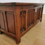 Vintage Eikenhouten Dekenkist Speelgoedkist Kist Salontafel thumbnail 16