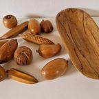Vintage Fruitschaal Teakhout Met Houten Fruit Beeld Kunst thumbnail 2