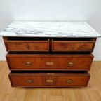 Vintage Frans Dressoir Commode Ladekast Badkamermeubel Met Marmer Blad 703 thumbnail 5