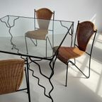 Setprijs 5 Vintage Frederick Weinberg Rotan Ijzer Stoelen thumbnail 5