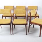 6 Vintage Dining Chairs Danish Teak Yellow | Gele Stoelen thumbnail 2
