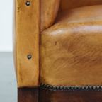 Luxe, Gerestaureerde Antieke Art Deco Schapenleren Fauteuil Met Een Correct Zitcomfort thumbnail 13