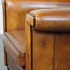 In Goede Staat Verkerende Schapenleren Art Deco Design Fauteuil/Armchair Met Leuke Details thumbnail 15