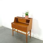 Zweeds Teak Secretaire Met Lades En Uitschuifbaar Blad, Bureau thumbnail 2