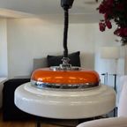 Vintage Witte Oranje Space Age Ufo Hanglamp / Luster thumbnail 2