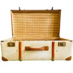 Vintage Hutkoffer Brocante Beige Leder Xl thumbnail 6
